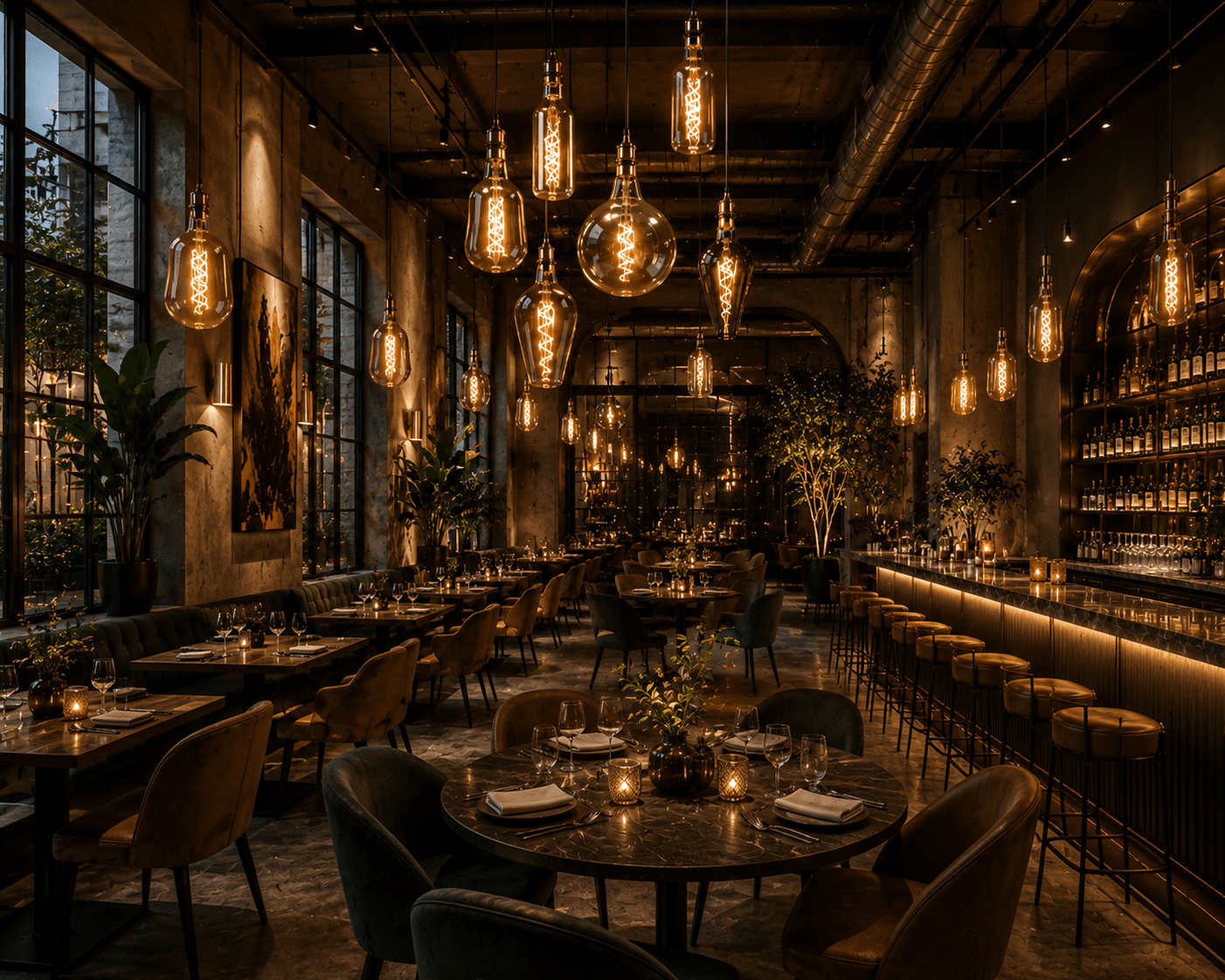 Restaurant de centre-ville — éclairage décoratif par ARCHiLIGHT